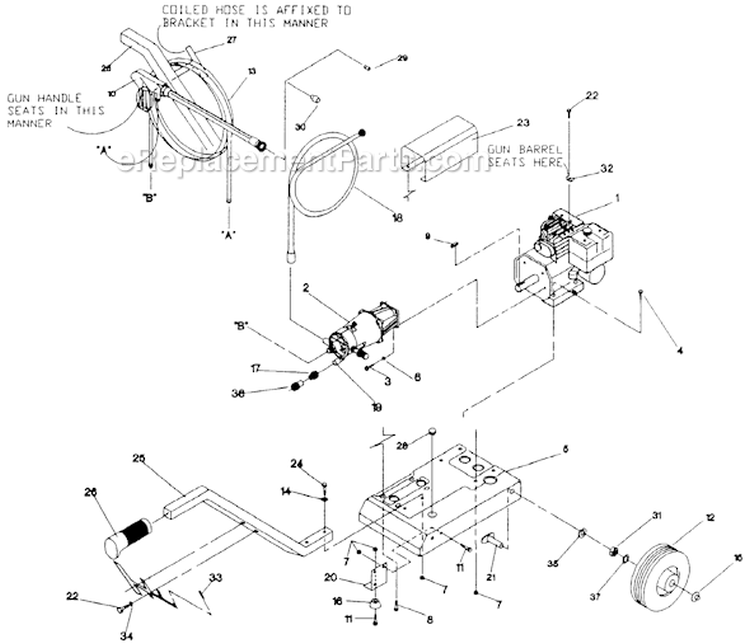 Page A Diagram and Parts List for 9895-0  Briggs and Stratton Pressure Washer